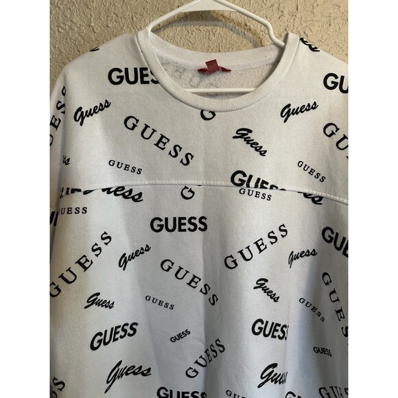 Vintage 90's Guess Jeans All Over Logo Crewneck‎ Sweatshirt Size Large Y2K - Picture 2 of 4